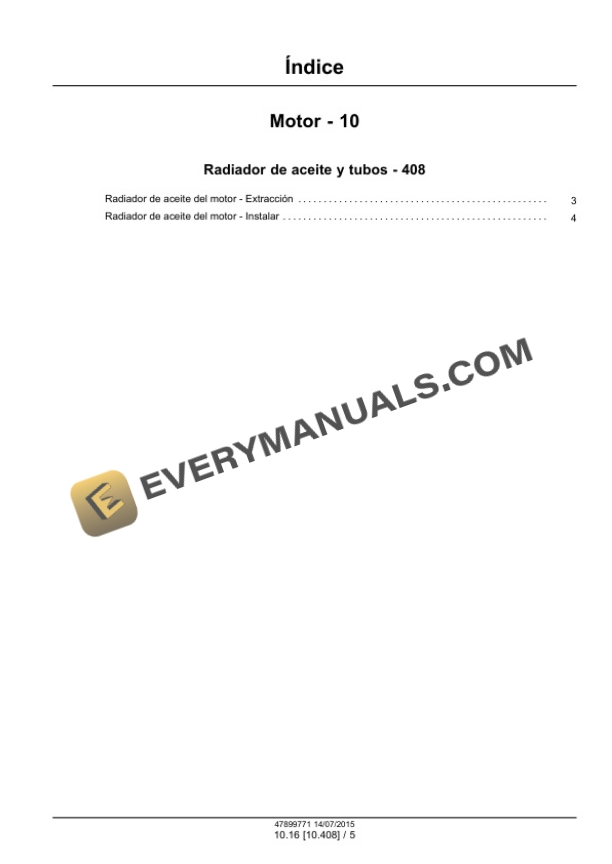 Case NEF Four Cylinder Mechanical Tier 2 and Stage II Engine Service Manual 47899771 ES-5