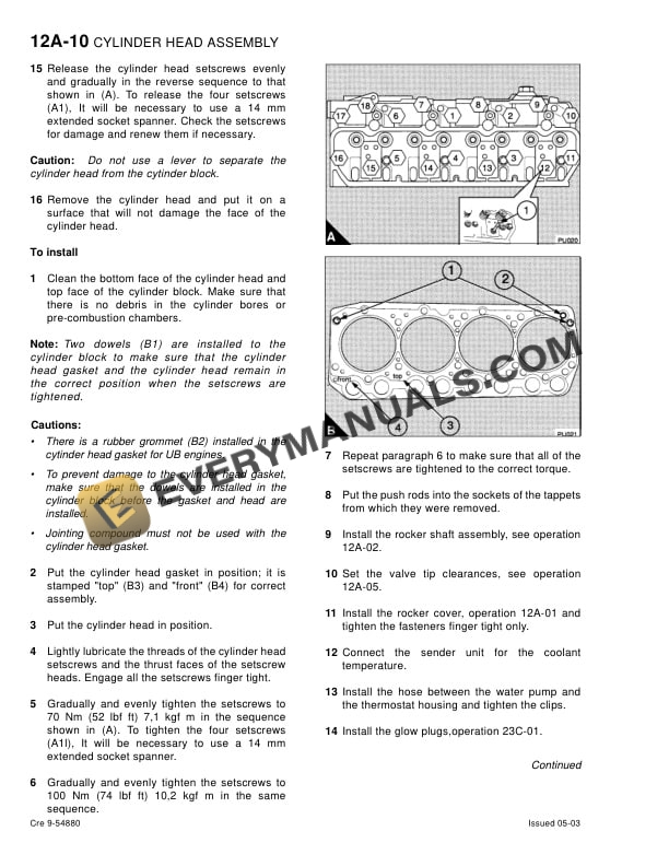 Case Perkins New 700 Series Engine Service Manual 9-54880-2
