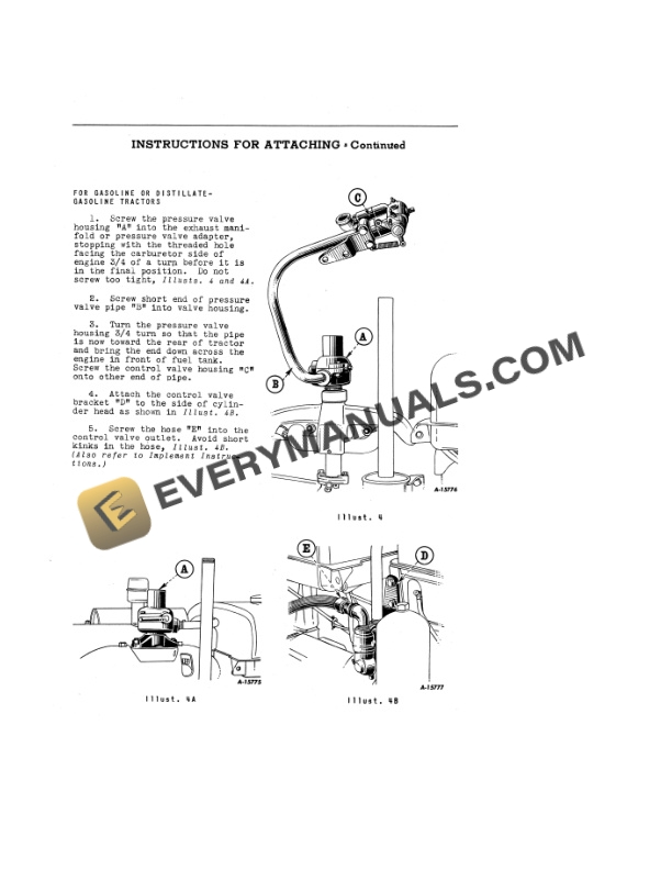 Case Pneumatic Lift-All for Farmall A, AV,B, BN, International A Tractor Operator Manual 1005553R2-4