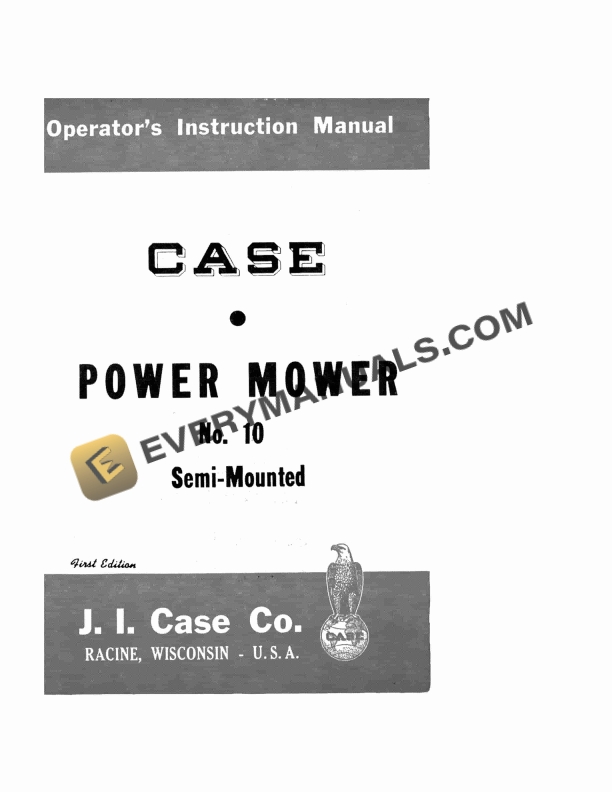 case power mower no 10 semi mounted operator instruction manual d 1928 1