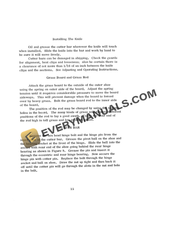 Case Power Mower No 10 Semi-Mounted Operator Instruction Manual D-1928-3