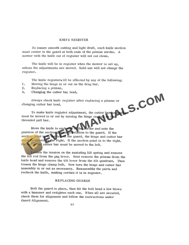 Case Power Mower No 10 Semi-Mounted Operator Instruction Manual D-1928-5
