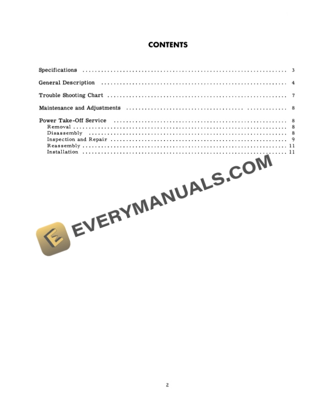 Case Power Take-off B-275 Tractor Service Manual GSS-1248-2