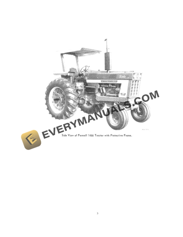 Case Protective Frame for Farmall 766, 966, 1066, 1466, 1468 Tractor Operator Manual 1084115R1-2