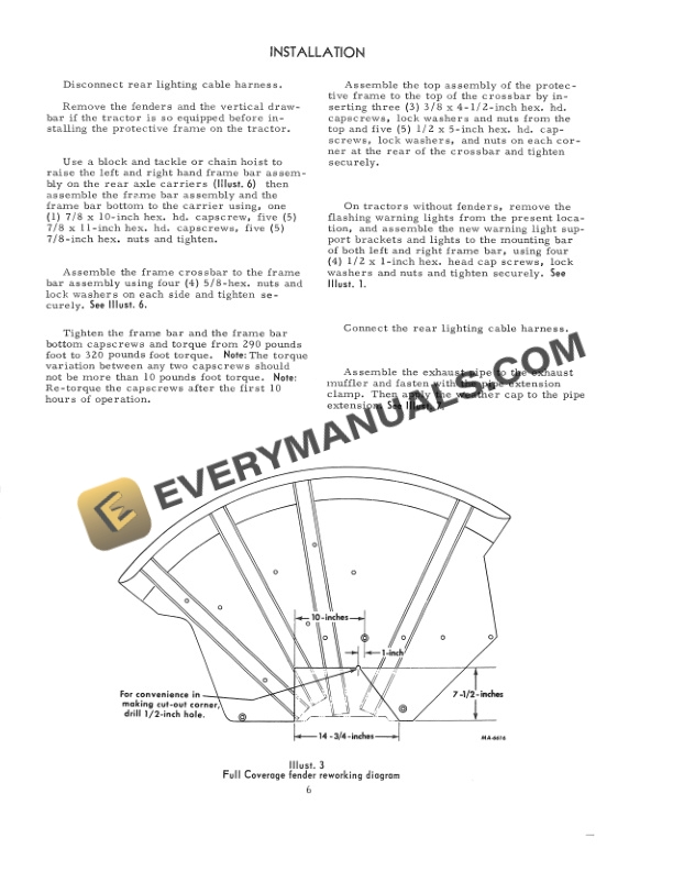 Case Protective Frame for Farmall 766, 966, 1066, 1466, 1468 Tractor Operator Manual 1084115R1-3
