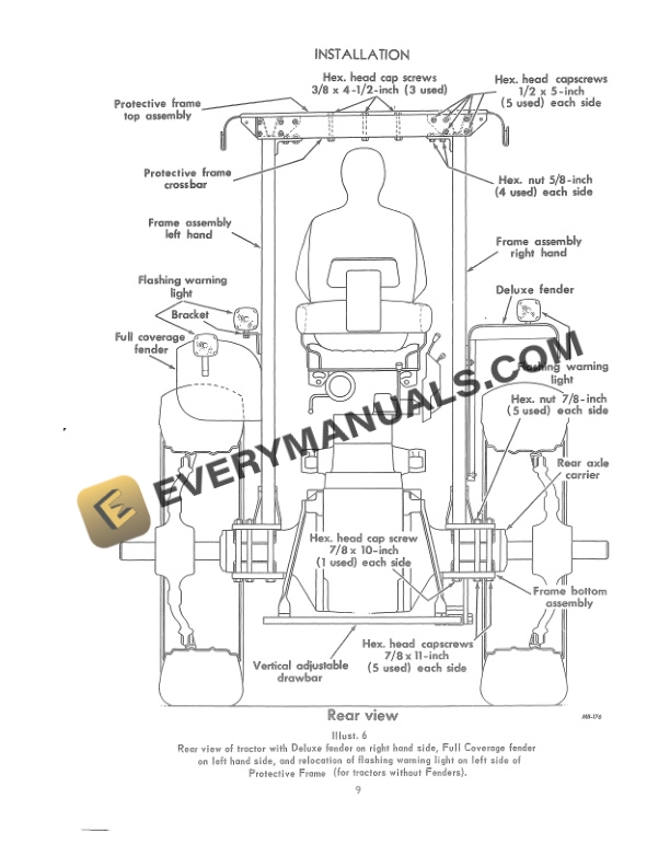 Case Protective Frame for Farmall 766, 966, 1066, 1466, 1468 Tractor Operator Manual 1084115R1-4