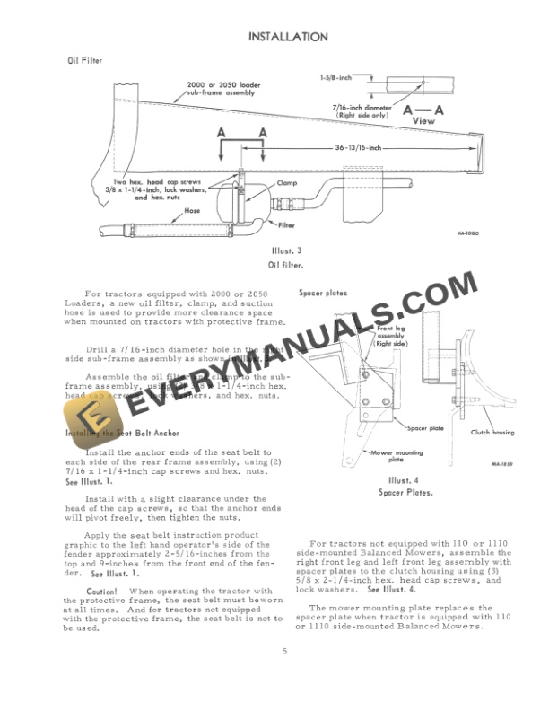 Case Protective Frame for International 444, 2444, 2444 Lo-Boy Operator Manual 1082831R1-4