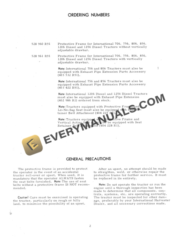 Case Protective Frame for International 706, 756, 806, 856, 1206, 1256 Tractor Operator Manual 1082822R1 PDF 4 Case Protective Frame for International 706, 756, 806, 856, 1206, 1256 Tractor Operator Manual 1082822R1-2