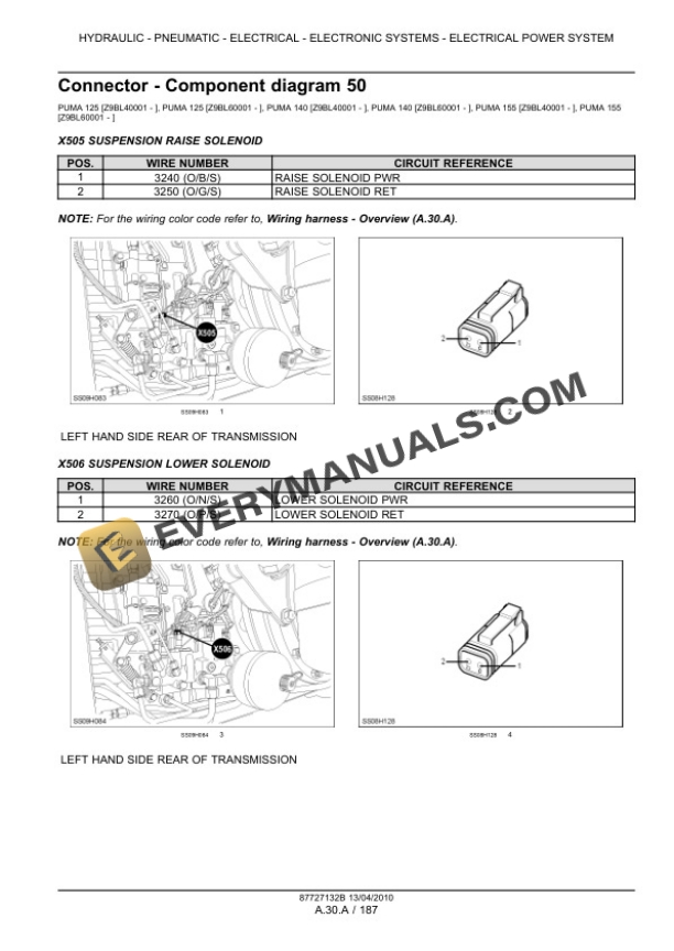 Case Puma 115, 125, 140, 155 Tractor with, without Multicontroller Service Manual 84410746-3