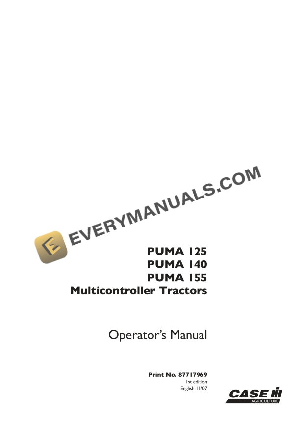 case puma 125 140 155 multicontroller tractor operator manual 87717969 1