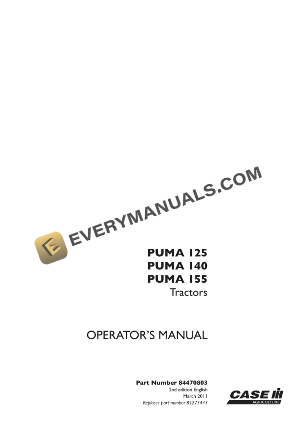 case puma 125 140 155 tractor operator manual 84470803 1