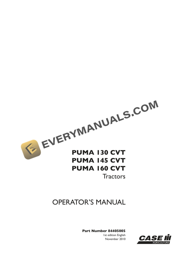 case puma 130 cvt 145 cvt 160 cvt tractor operator manual 84405005 1