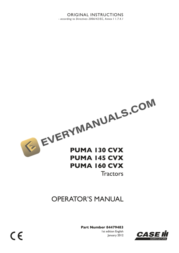 case puma 130 cvx 145 cvx 160 cvx tractor operator manual 84479483 1