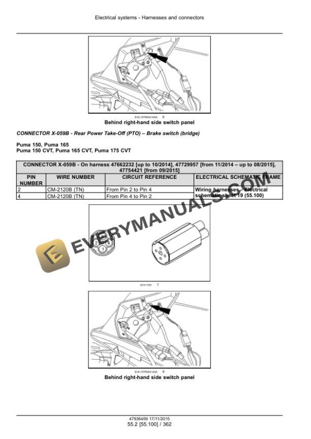 Case Puma 150, 165, 150 CVT, 165 CVT Tier 4B (Final) Tractor Service Manual 47975059-2