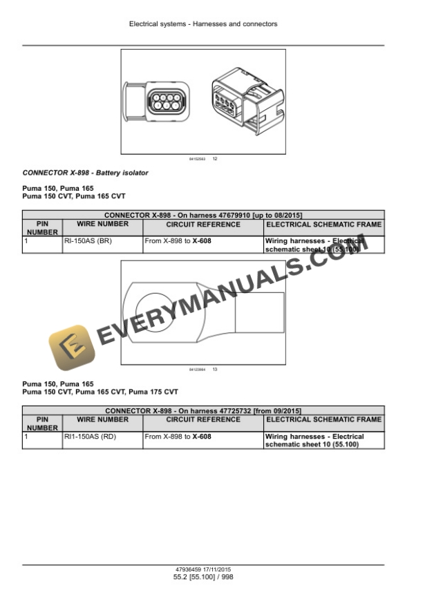 Case Puma 150, 165, 150 CVT, 165 CVT Tier 4B (Final) Tractor Service Manual 47975060-4
