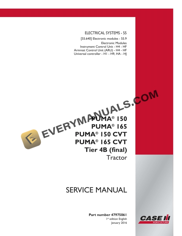 case puma 150 165 150 cvt 165 cvt tier 4b final tractor service manual 47975061 1