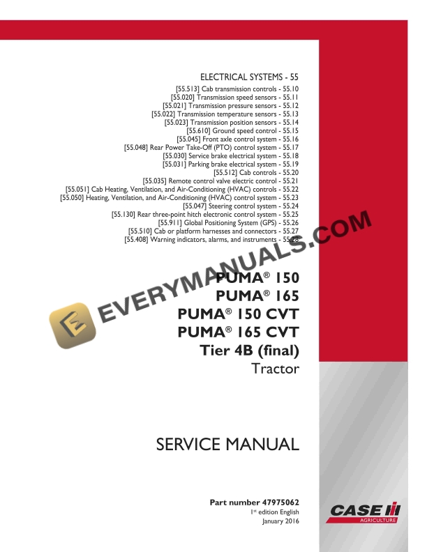 case puma 150 165 150 cvt 165 cvt tier 4b final tractor service manual 47975062 1