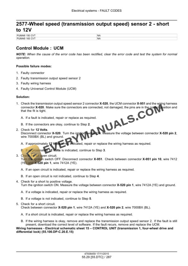Case Puma 150, 165, 150 CVT, 165 CVT Tier 4B (Final) Tractor Service Manual 47975063-5