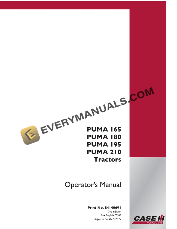 case puma 165 180 195 210 tractor operator manual 84140691 1