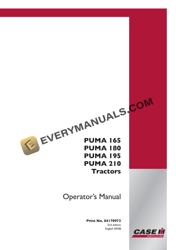 case puma 165 180 195 210 tractor operator manual 84170973 1