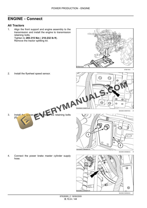 Case Puma 165, 180, 195, 210 Tractor with, without Multicontroller Service Manual 84407396-2