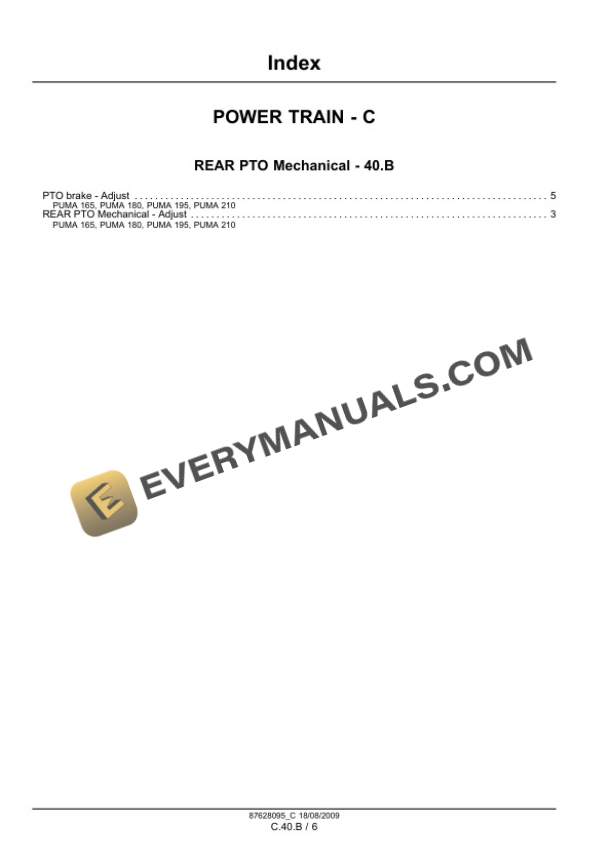 Case Puma 165, 180, 195, 210 Tractor with, without Multicontroller Service Manual 84407397-4