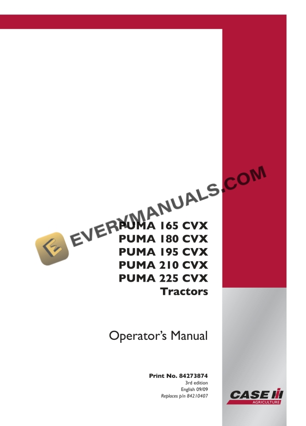 Case Puma?165?CVX,?180?CVX,?195?CVX,?210?CVX, 225?CVX Tractor Operator Manual 84273874 PDF 2 case puma 165 cvx 180 cvx 195 cvx 210 cvx 225 cvx tractor operator manual 84273874 1