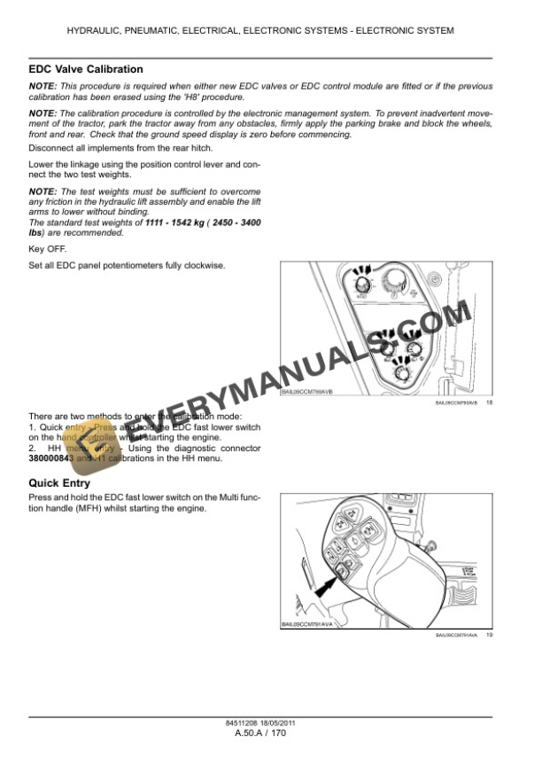 Case Puma 170, 170 CVX, 185, 185 CVX, 200, 200 CVX, 215, 215 CVX, 230 CVX Tractor Calibration Booklet 84511208-4