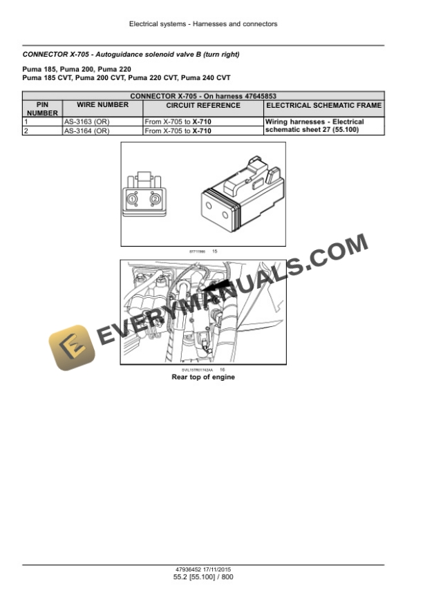 Case Puma 185, 200, 220, 185 CVT, 200 CVT, 220 CVT, 240 CVT Tier 4B (Final) Tractor Service Manual 47985236-3