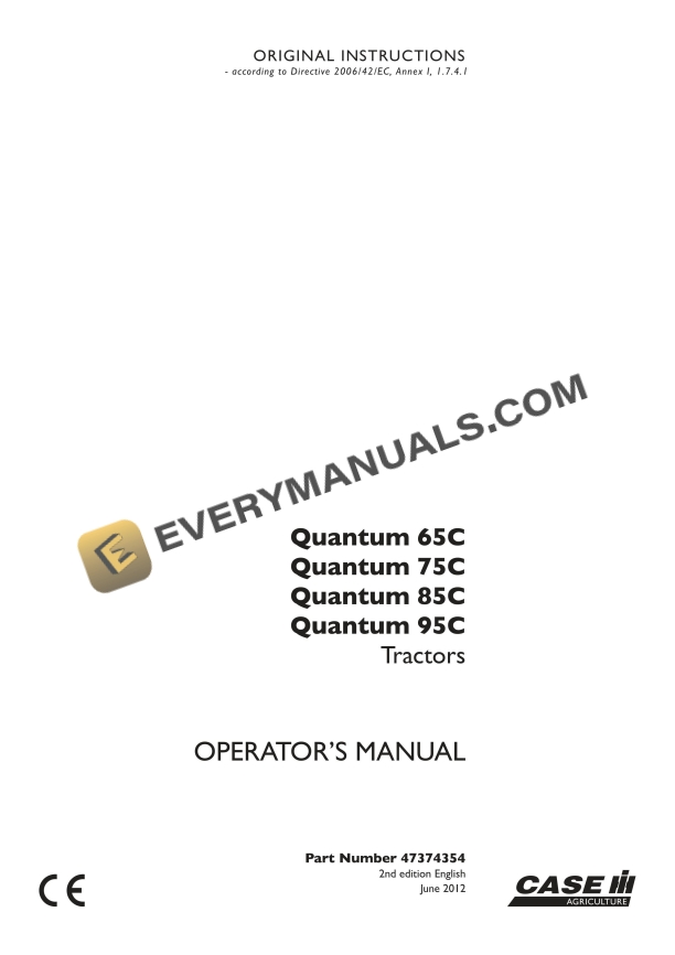 Case Quantum 65C, 75C, 85C, 95C Tractor Operator Manual 47374354 PDF 1 case quantum 65c 75c 85c 95c tractor operator manual 47374354 1