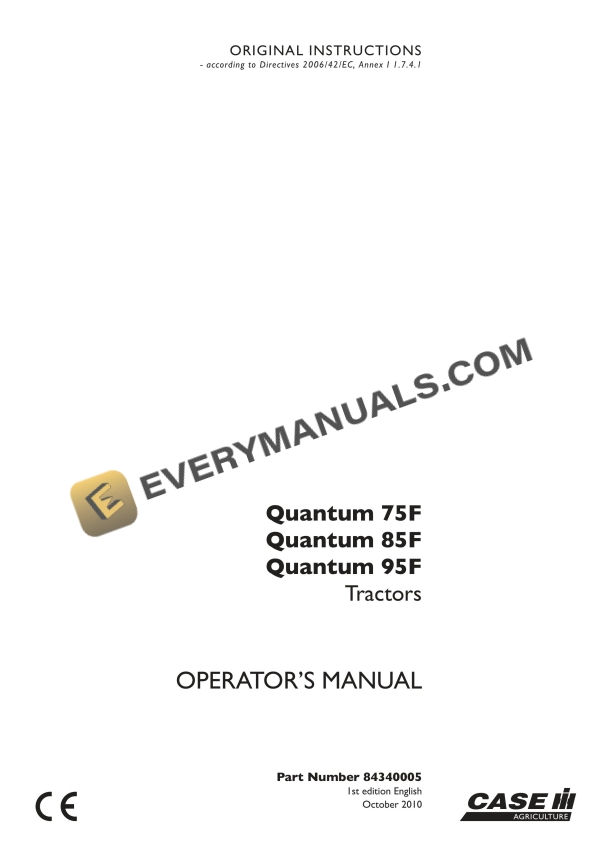 case quantum 75f 85f 95f tractor operator manual 84340005 1