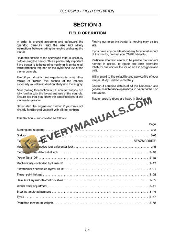 Case Quantum 75F, 85F, 95F Tractor Operator Manual 84340005-3