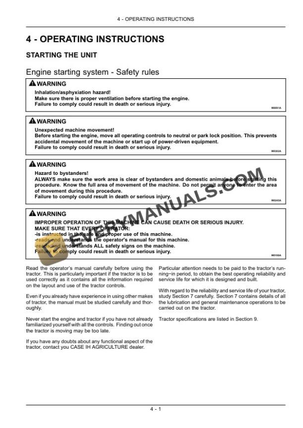 Case Quantum 75N, 85N, 95N, 105N Tractor Operator Manual 47374513-3