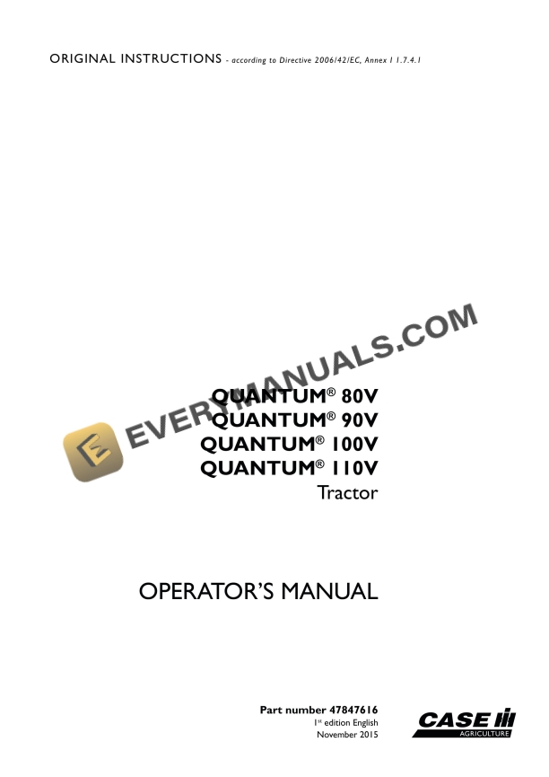 case quantum 80v 90v 100v 110v tractor operator manual 47847616 1