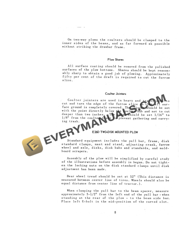 Case Rear Mounted Implements for Models VAC and VC Tractors with Eagle Hitch Operator Manual RI-166-3