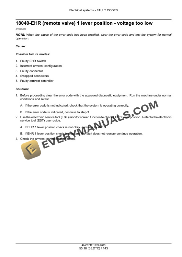 Case Rowtrac 350, 400, 450, 500, Steiger 350, 400, 450, 500, 550, 600, Quadtrac 450, 500, 550, 600 Tier 4 Tractor Service Manual 47512811-3