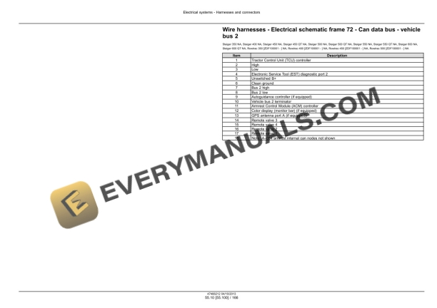 Case Rowtrac 350, 400, 450, 500, Steiger 350, 400, 450, 500, 550, 600, Quadtrac 450, 500, 550, 600 Tier 4 Tractor Service Manual 47632302-5