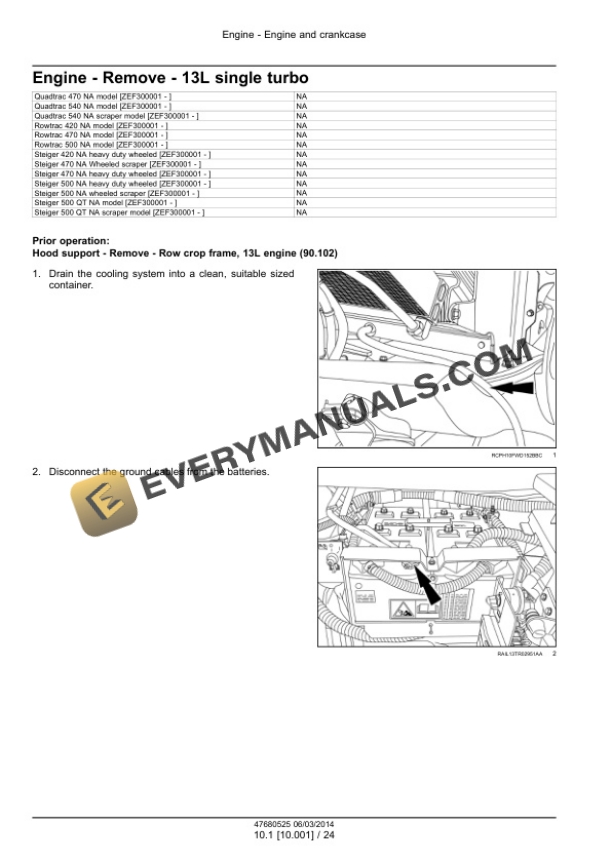 Case Rowtrac 370, 420, 470, 500, Steiger 370, 420, 470, 500, 540, 580, 620, Quadtrac 470, 500, 540, 580, 620 Tier 4B (Final) Tractor Service Manual 47684066-2