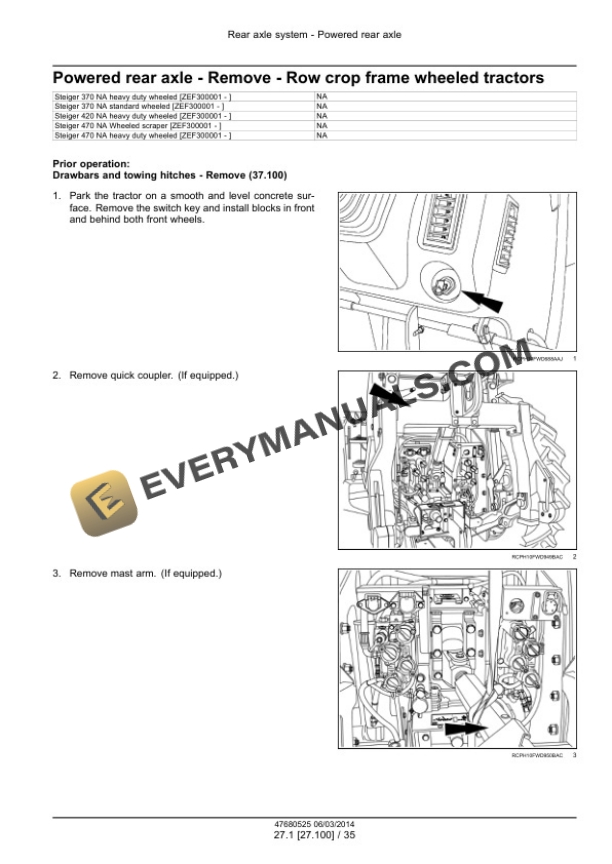 Case Rowtrac 370, 420, 470, 500, Steiger 370, 420, 470, 500, 540, 580, 620, Quadtrac 470, 500, 540, 580, 620 Tier 4B (Final) Tractor Service Manual 47684070-5