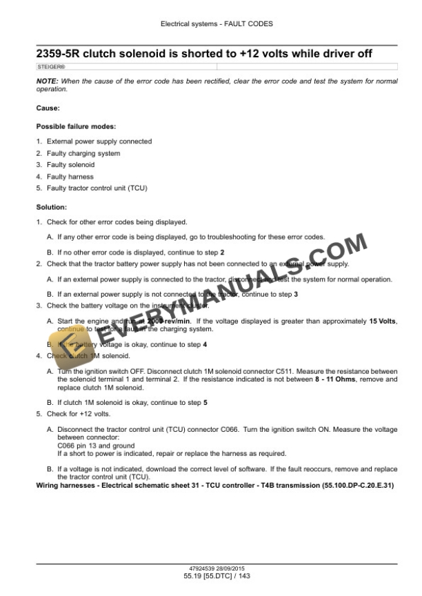 Case Rowtrac 370, 420, 470, 500, Steiger 370, 420, 470, 500, 540, 580, 620, Quadtrac 470, 500, 540, 580, 620 Tier 4B (Final) Tractor Service Manual 47935526-3