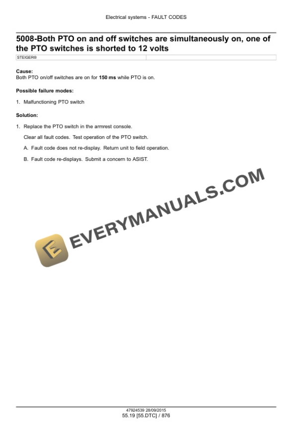 Case Rowtrac 370, 420, 470, 500, Steiger 370, 420, 470, 500, 540, 580, 620, Quadtrac 470, 500, 540, 580, 620 Tier 4B (Final) Tractor Service Manual 47935528-3