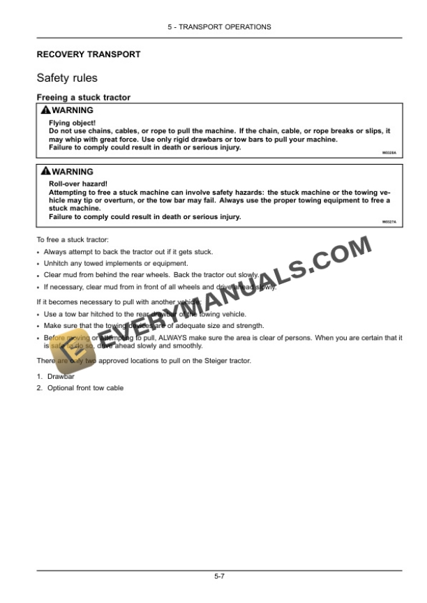 Case Rowtrac 400, 450, 500, Steiger 400, 450, 500, 550, 600, Quadtrac 450, 500, 550, 600 Tier 2 Tractor Operator Manual 47671462-3