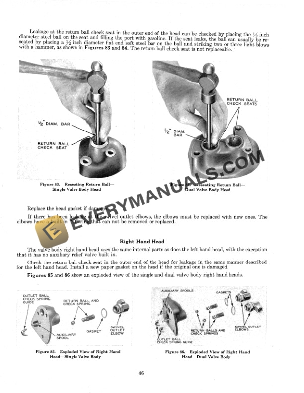 Case Single and Dual Valve Hydraulic Contol Units for Models S, D, LA Series Tractor Service Manual 5634-4