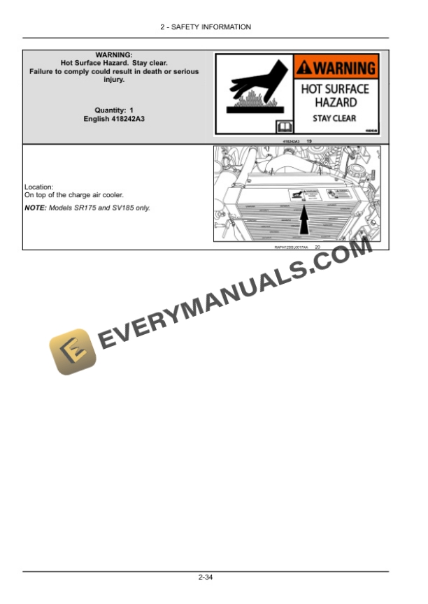 Case SR130, SR210, SR160, SR240, SR175, SV185, SV280 Tier 4B (Final) Alpha Series Skid Steer Loader Operator Manual 47683888-2