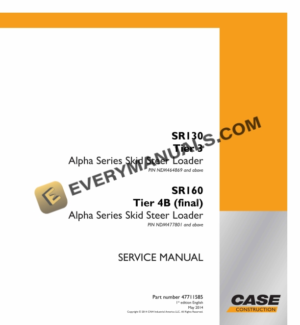 case sr130 tier 3 alpha series skid steer loader service manual 47711585 1