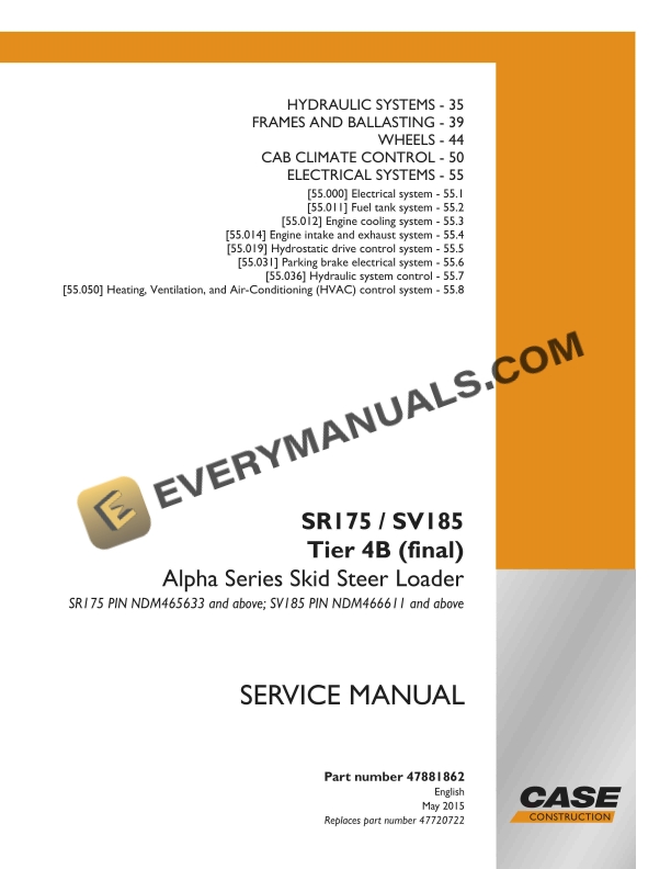 case sr175 sv185 tier 4b final alpha series skid steer loader service manual 47881862 1