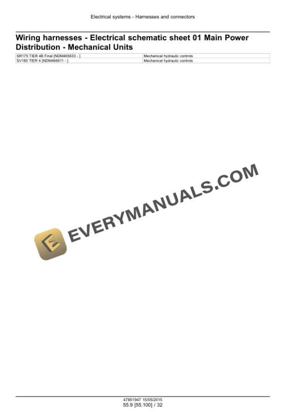 Case SR175, SV185 Tier 4B (Final) Alpha Series Skid Steer Loader Service Manual 47881863-2