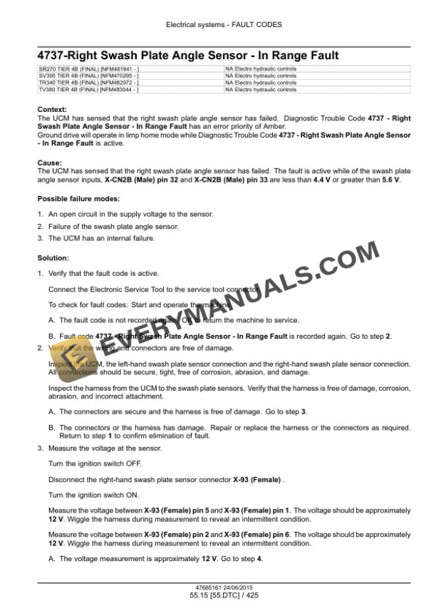 Case SR270, SV300 Tier 4B (Final) Alpha Series Skid Steer Loader Service Manual 47899793-2