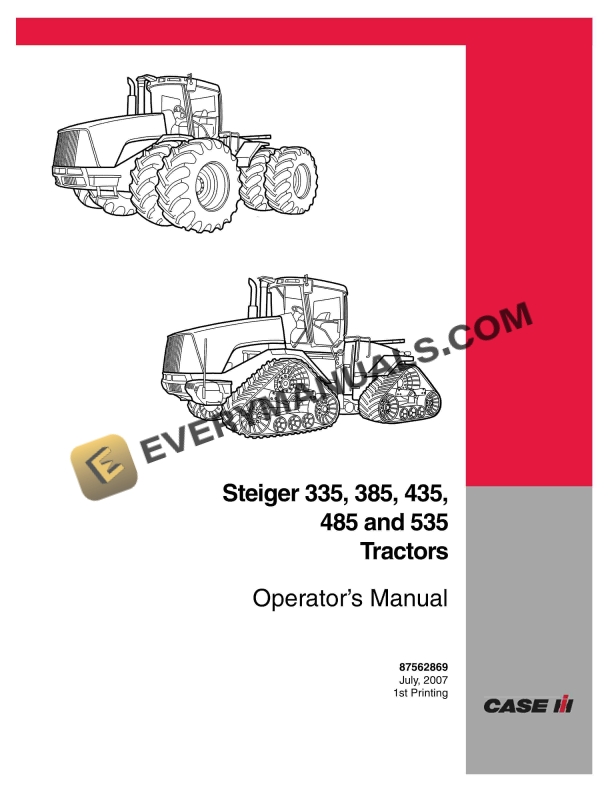 case steiger 335 385 435 485 535 tractor operator manual 87562869 1
