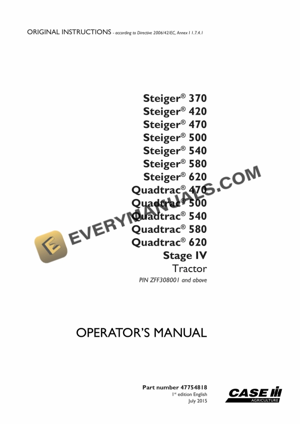 case steiger 370 420 470 500 540 580 620 quadtrac 470 500 540 580 620 stage iv tractor operator manual 47754818 1
